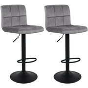 Duhome Velvet Bar Stools with Back Set of 2 Modern Height Adjustable Barstools Counter Stools Swivel Bar Chairs for Kitchen Gray