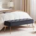 thumbnail image 1 of Duhome Velvet Bench Ottoman, Upholstered Bedroom Bench Footrest Stool Button-Tufted, Black, 1 of 8