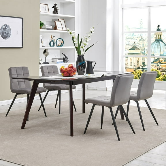 Duhome Velvet Dining Chairs Set of 4, Modern Upholstered Side Chairs Set Gray