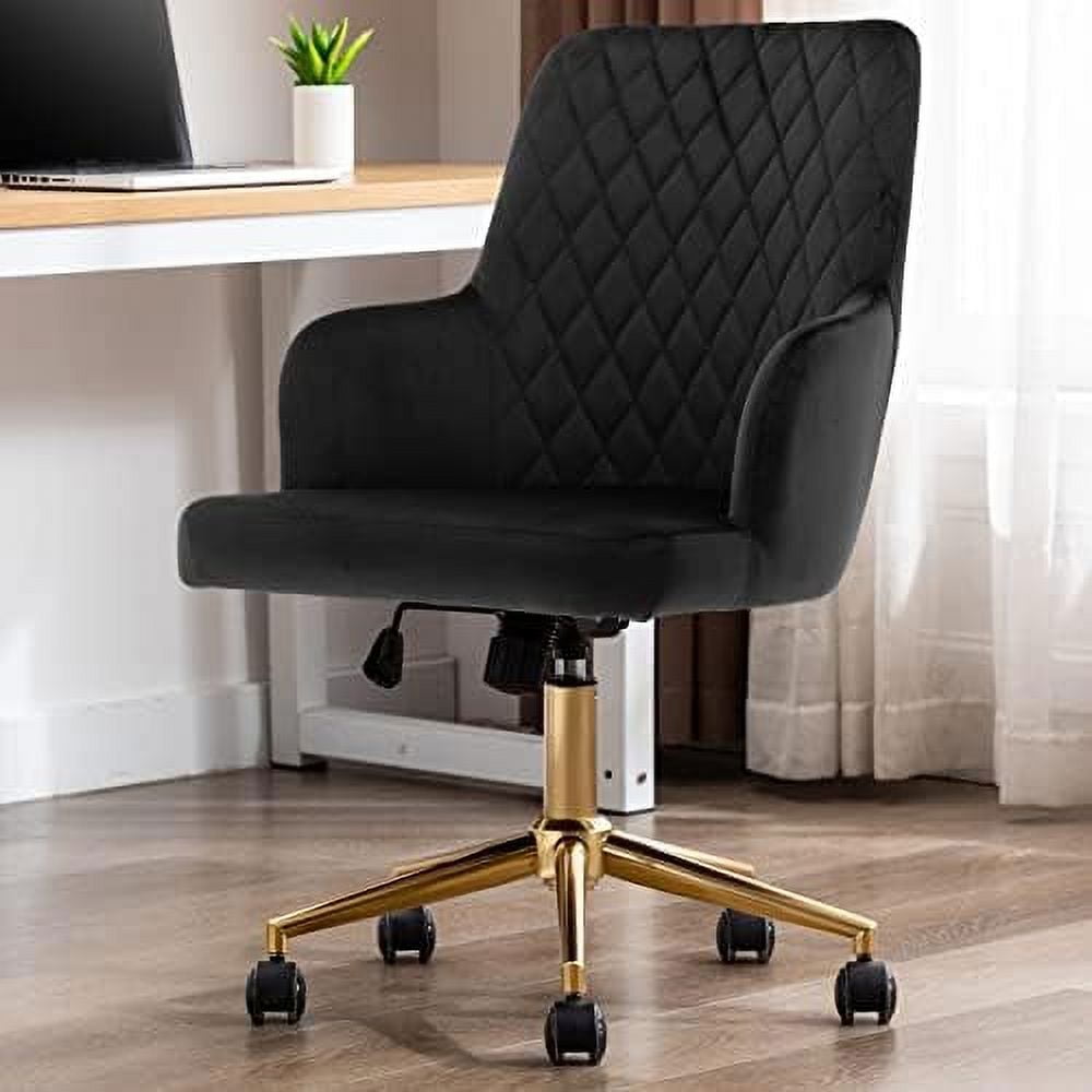 Duhome Velvet Home Office Chair with Arms Armchair with Wheels ...