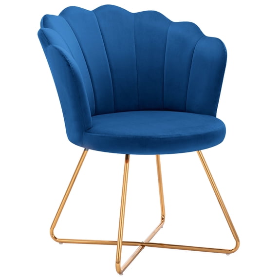 Duhome Velvet Makeup Vanity Chair with Back, Modern Accent Chair with Gold Metal Legs Dark Blue