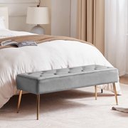 DUHOME ELEGANT LIFESTYLE Duhome Velvet Ottoman Bench, Bedroom Bench for Bed End Upholstered Bench Tufted Accent Bench for Living Room Entry, Gray