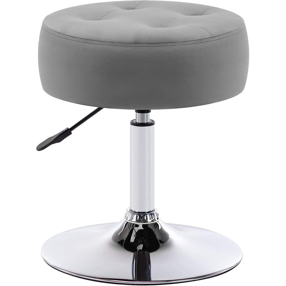 Duhome Velvet Vanity Makeup Chair Stool Height Adjustable Swivel Round Ottoman for Closet Bedroom Gray 1 PCS