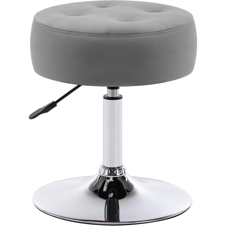 SONGMICS Vanity Stool Chair, Small Ottoman Stool with Storage, Vanity Chair,  12.2 Dia. x 16.9 Inches, 4 Metal Legs, for Makeup Room, for Living Room,  Bedroom, Dark Gray ULOM002G01, Welcome to consult 