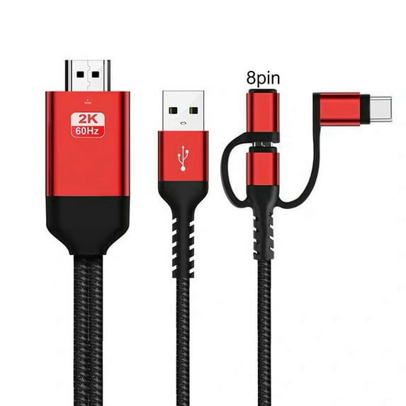 Duixinghas 2m Micro USB to Type-C to HDMI Cable Red and Grey
