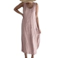 thumbnail image 1 of Duixinghas Beach Casual Loose Fit Midi Vintage Dress Women Summer O-Neck Sleeveless Pockets Vest Dress Beachwear, 1 of 8