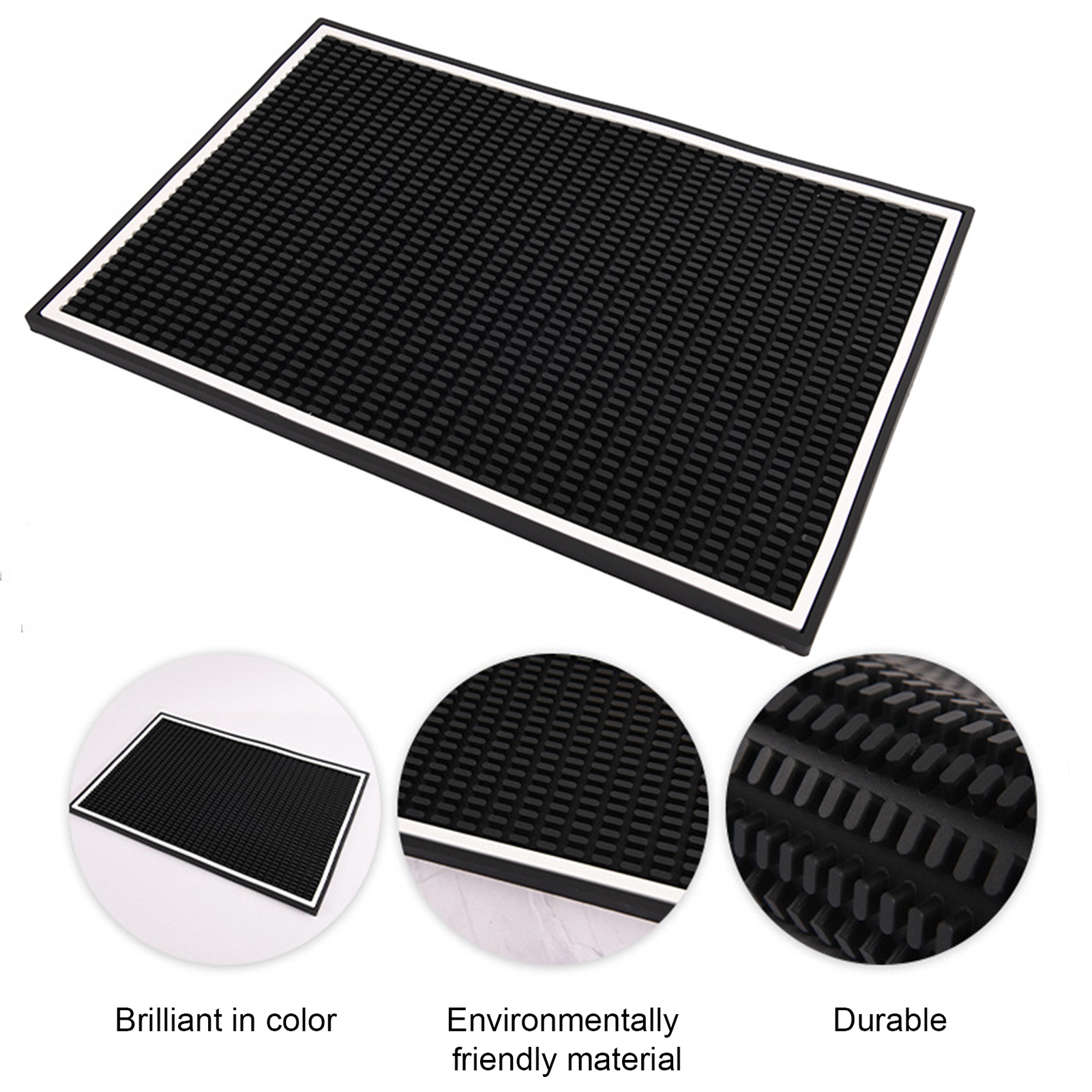 Duixinghas Drain Mat NonSlip Bar Mat with White Border Drink Spill