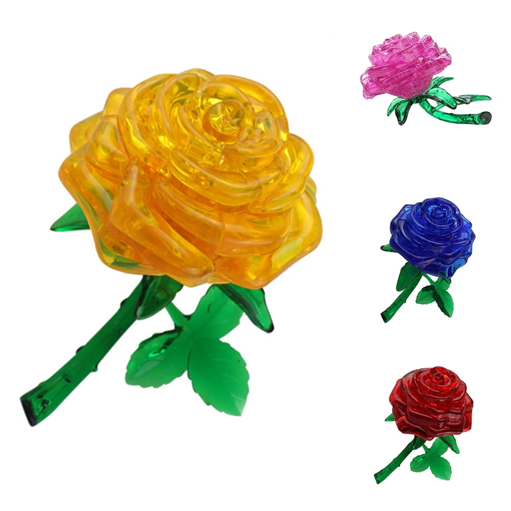Duixinghas Lovely 3D Rose Flower Crystal DIY Puzzle Jigsaw Gift Gadget