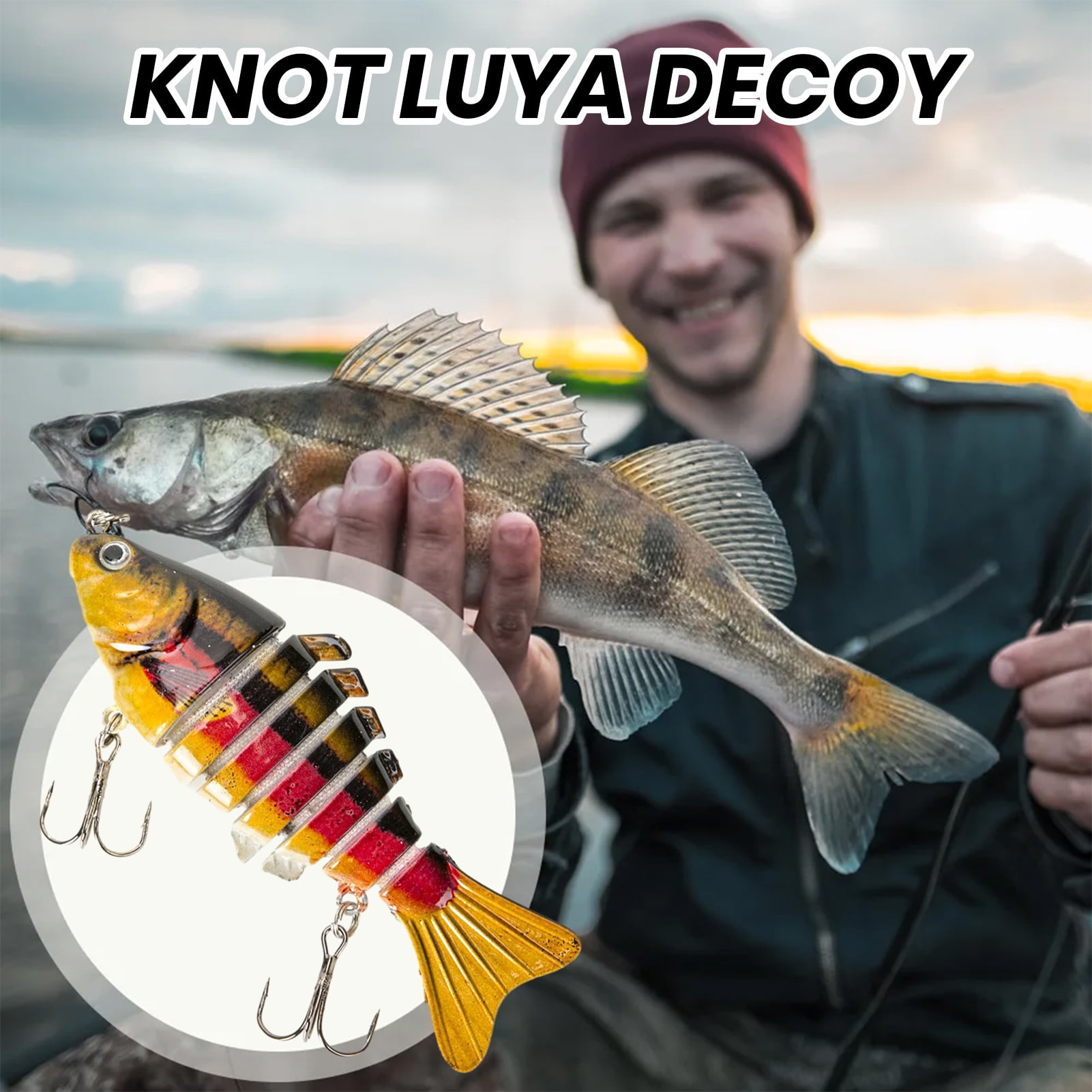 Duixinghas MultiJointed Fishing Lure with Treble Hook Realistic