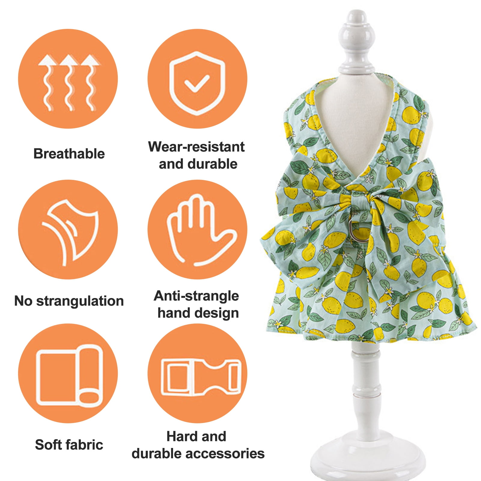 Duixinghas Stylish Puppy Harness with Matching Leash Stylish Pet Dress Summer Thin Cat Dog