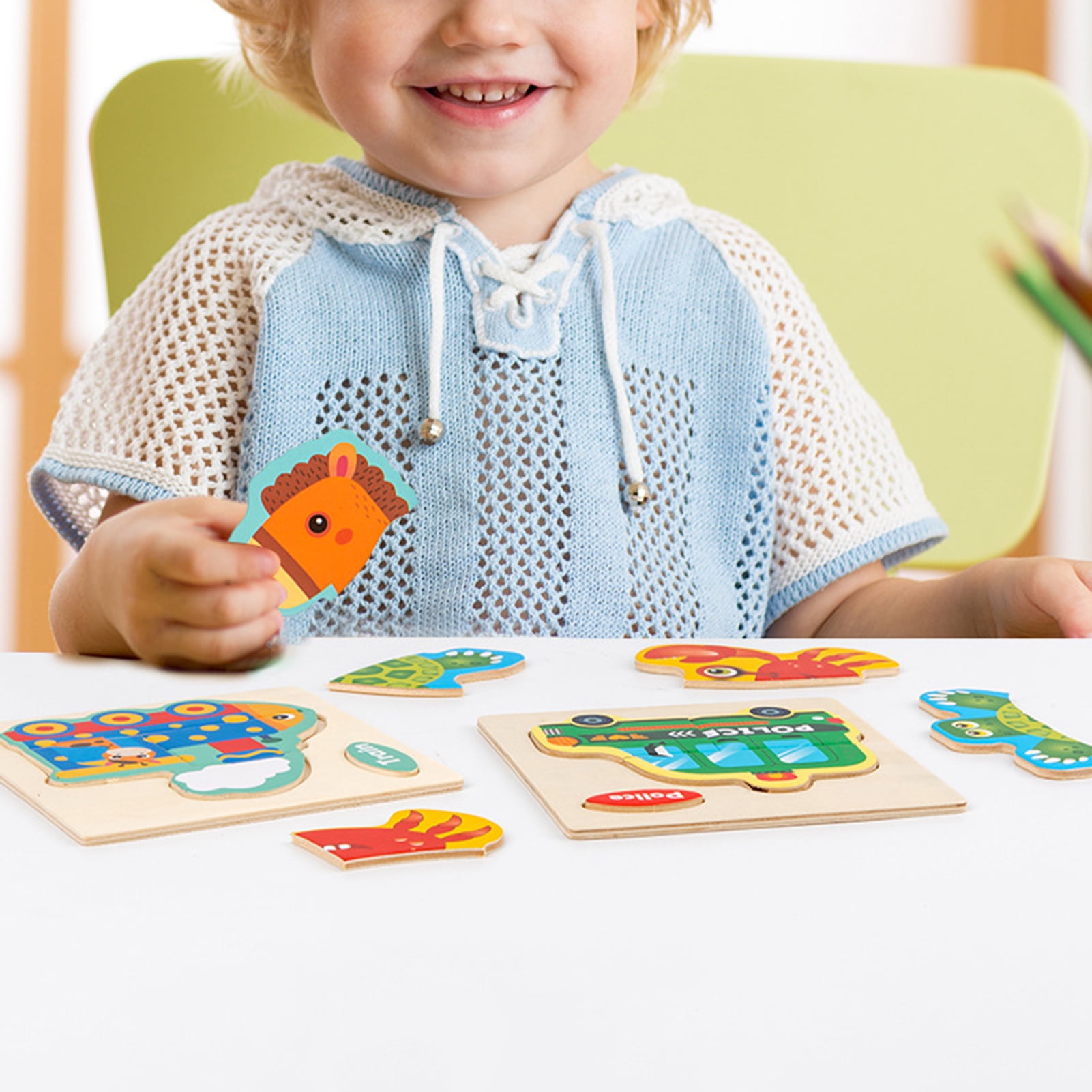 Duixinghas Wooden Puzzle Cute Intellectual Development Wood Toddler Early Educational Animal