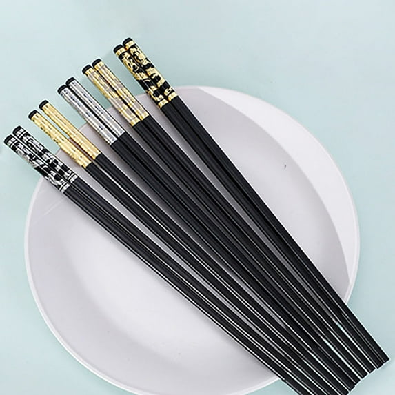 Dujiujun 1 Pair Chopsticks Non-stick Tableware Eco-friendly Dragon Pattern Print Food Stick Household Supplies