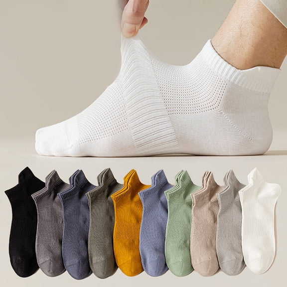 Dujiujun 1 Pair Men Boat Socks Low-cut Shallow Cotton Solid Color High Elasticity Anti-slip Soft Sweat-absorption Anti-shrink Sports Short Invisible Socks