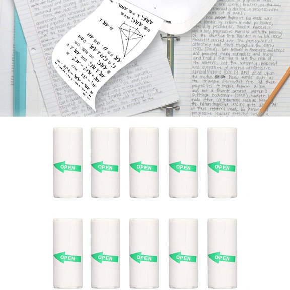 Dujiujun 10 Rolls 57x25mm Self-adhesive Thermal Paper Multipurpose Compact Ink-free Portable Thermal Printer Paper