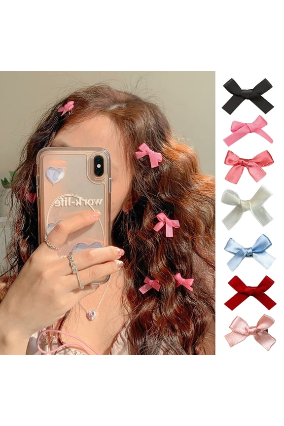 20Pcs Girl Bowknot Decor Hair Pin with Strong Inner Teeth Ribbon Bow Decor Bang Hair Clip Hair Accessory