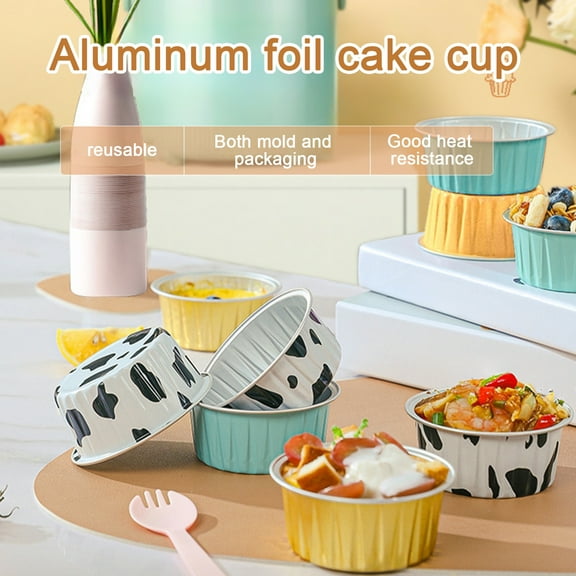 Dujiujun 20Pcs Tinfoil Box with Lid Reusable Disposable Round Food Grade Non-Stick Oven Safe Cupcake Container Aluminum Foil Bowl Baking Mold Kitchen Supplies