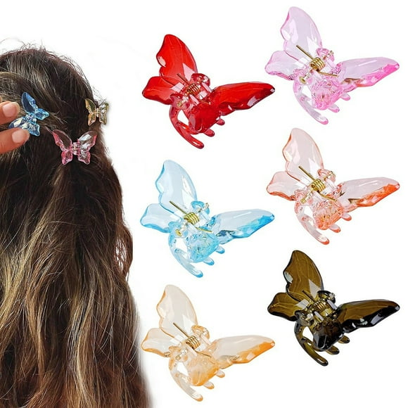 Dujiujun 2Pcs Girls Hair Claw Transparent Butterflies Shape Hair Pin Braided Hair Mini Hairpin Clear Mini Braiding Clip Headwear Hair Accessories