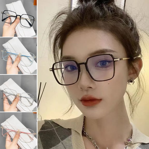 Dujiujun Blue Light Blocking Glasses Unisex Large Frame Clear View Strong Hinge Color-changing Transparent with Brim Eye Protection Clear Bluelight Glasses Spectacles