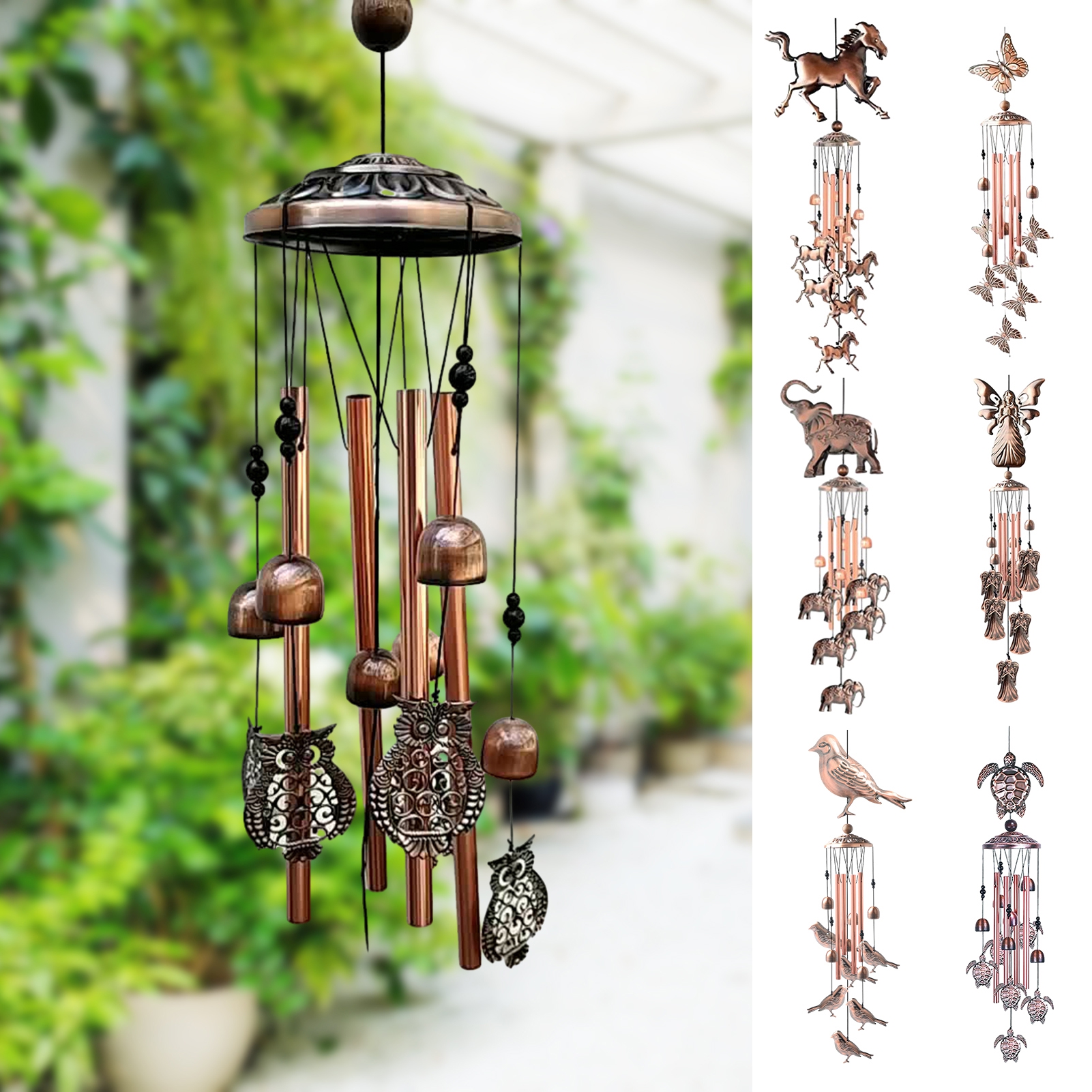 Dujiujun Butterfly Bird Wind Chimes Outdoor Hanging Decor Creative ...