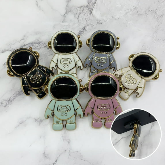 Dujiujun Desktop Stand Folding Multifunctional Angle Adjustment Strong Bearing Non-skid Support Cellphone Multi-functional Electroplated Astronaut Shape Phone Holder Mobile Phone Accessories