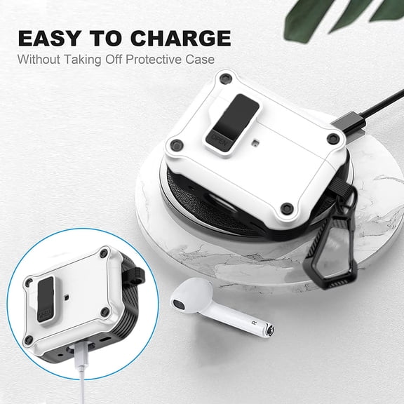 Dujiujun Earphone Protective Case Secure Locks Full Protection with Hanging Buckle Headphone Covers for AirPods Pro 2nd Gen