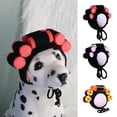thumbnail image 1 of Dujiujun Funny Pet Hat Wig with Hair Rollers Elastic Knitted Lace-up Strap Anti-slip Adorable Curly Hair Cat Party Headdress Cat Dog Cap, 1 of 8