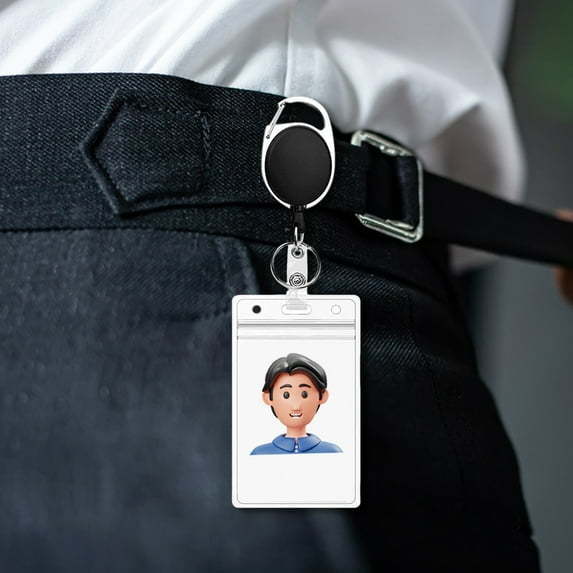 Dujiujun ID Badge Holder with Clip Badge Reels Retractable Heavy Duty ID Card Vertical Lanyard Holder Name Tag Holder Office Supplies