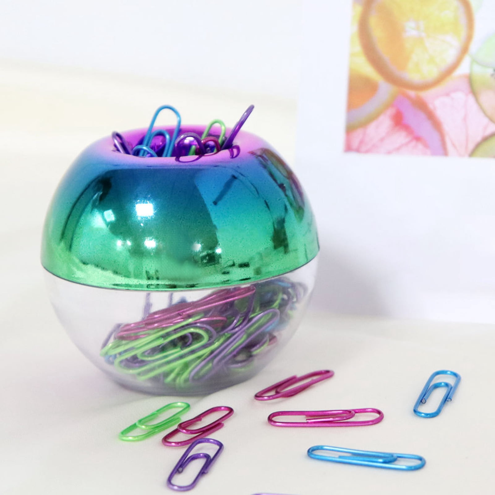 Dujiujun Magnetic Paper Clip Holder with 100 Clips Marble Metallic ...