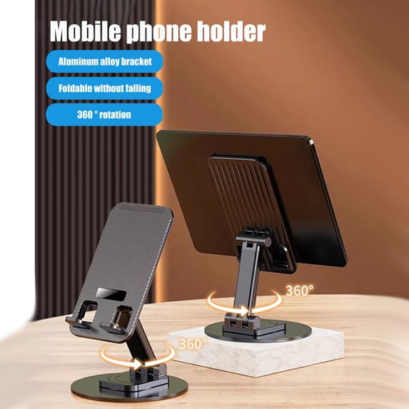 Dujiujun Mobile Phone Holder Foldable 360 Degree Rotation Anti-slip Base Metal Cell Phone Desk Steady Stand Holder Mobile Phone Accessories
