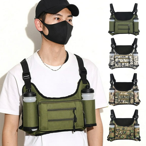 Dujiujun Outdoor Chest Bag Adjustable Straps Large Capacity Waterproof Zipper Pocket Men Women Sports Cycling Running Vest Pouch Hiking Travel EDC Chest Pack
