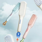 Dujiujun Telescopic Massage Comb Self-Cleaning Anti-Static One-Pull Clean Retractable Swivel Portable Shaping Massage Comb Brush Hairbrush