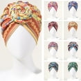 thumbnail image 1 of Dujiujun Turban Cap Twisted Retro Print Stretchy Comfortable Super Soft Hide Hair Breathable Bohemia Pre-Tied Bonnet Women Beanie Hat for Daily Life, 1 of 7