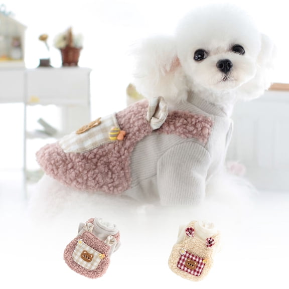 Dujiujun Warm Cozy Winter Pet Clothes Snap Design Two-legged Bear Pattern Comfortable to Wear Small Dog Winter Clothes