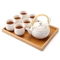 thumbnail image 1 of Dujust Japanese Tea Set, White Porcelain Tea Set with 1 Teapot Set, 6 Tea Cups, 1 Tea Tray, 1 Stainless Infuser, Cute Asian Tea Set for Tea Lover/Women/Men (Plum in Golden), 1 of 7