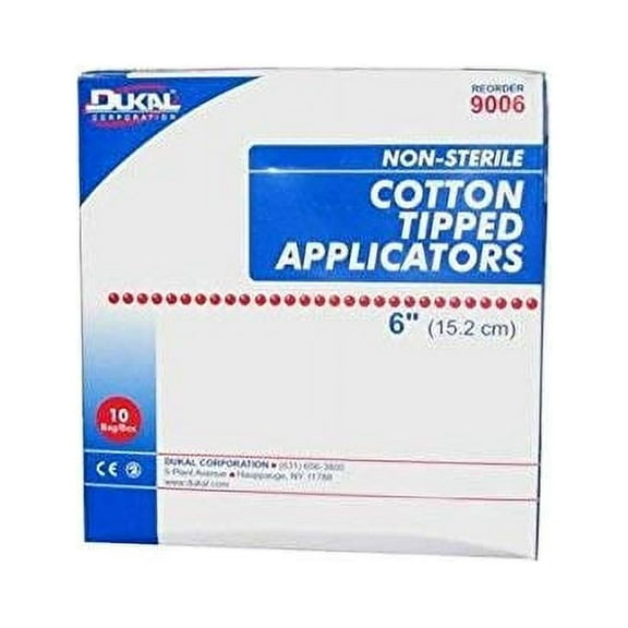 Dukal 9006 Non-Sterile 6" Cotton Tipped Applicators 10 Bags