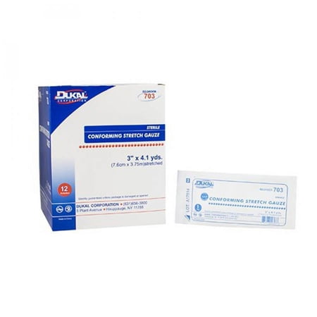 Dukal Conforming Bandage, 1-Ply, Roll Shape, 3 Inch x 4.1 Yard, 12 Count