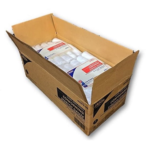 Dukal Conforming Stretch Gauze, 4" x 4.1 yds (96 Rolls, 8 Bags) | Soft, Flexible & Secure Fit