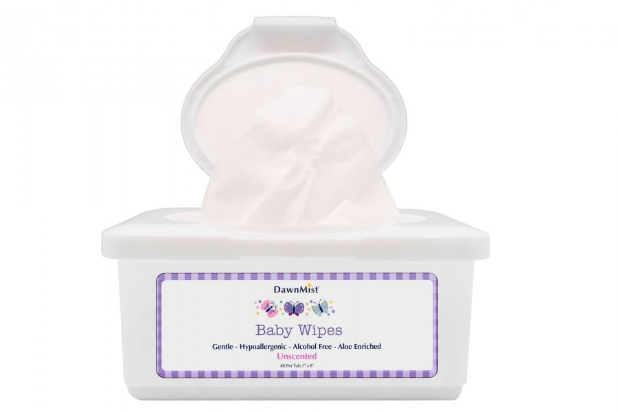 Dukal Dawn Mist Baby Wipe, Non-Sterile, Unscented, 7" W x 8" L (80 Tubs of 12) (Pack of 960)