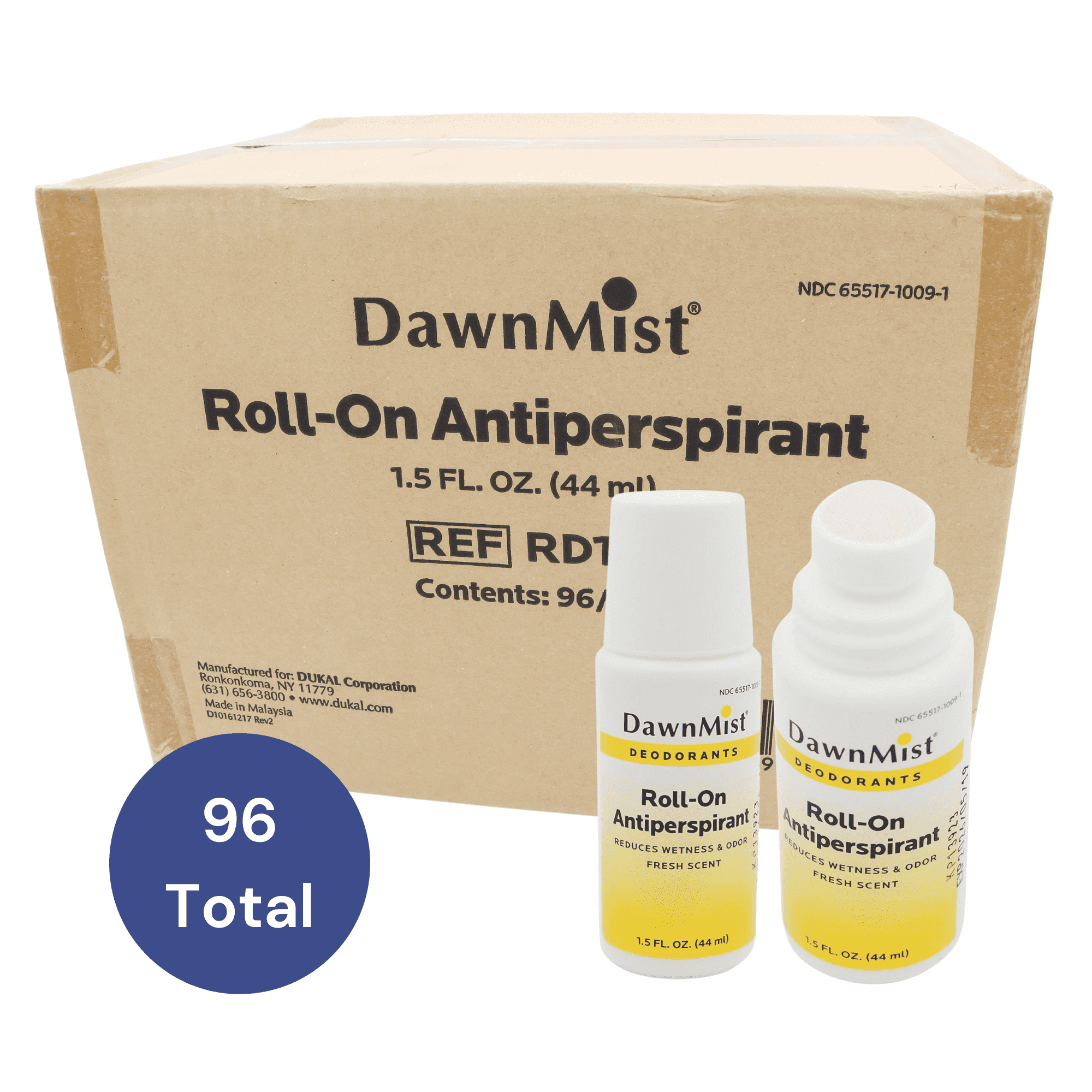 Dukal Dawn Mist Roll-On Deodorant, Fresh Scent, 1.5 oz. - 96/Case