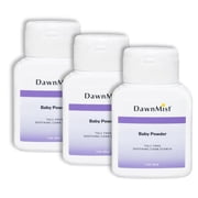 Dukal Dawnmist Baby Powder with Cornstarch   2 oz, 3-Pack   Talc-Free, Gentle Formula for Soft Skin and Diaper Rash Relief