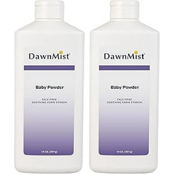 Dukal DawnMist Cornstarch Baby Powder 14 oz – Pack of 2 | Gentle, Talc-Free Formula for Baby & Adult Use, Soothes & Absorbs Moisture