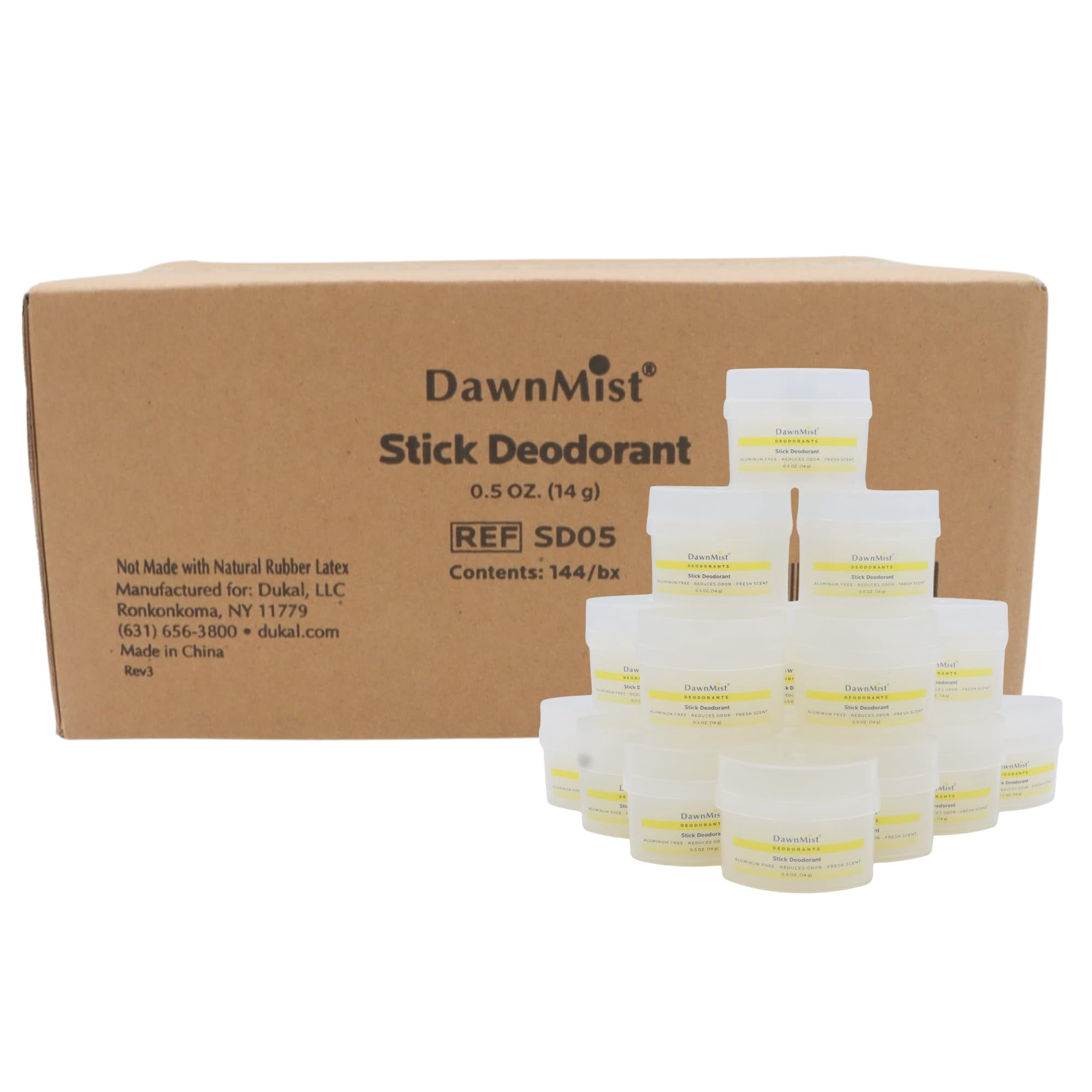 Dukal DawnMist Stick Deodorant, 0.5 oz – Clear, 1 Box (144 Sticks/Box, Pack of 144) – Long-Lasting Freshness for Daily Use