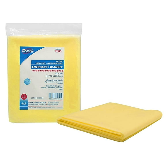 Dukal Emergency Blanket 54" x 80" Yellow Poly-Coated Spunbonded Blankets
