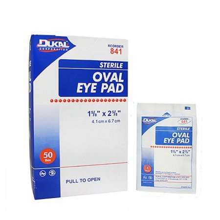 Dukal Eye Pad, Cotton, Small, 1-5/8 Inches x 2-5/8 Inches, White, 50 Count