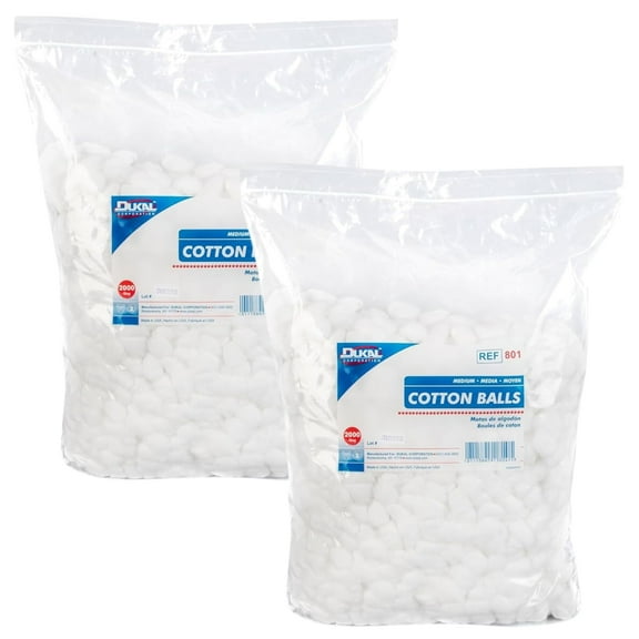 Dukal 801 Cotton Ball, Non Sterile, Medium, White, Pack of 4000