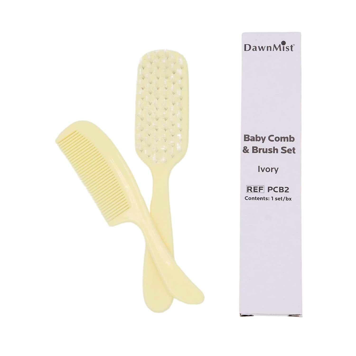 Dukal PCB2 Dawn Mist Baby Comb and Brush Set, Ivory, Ivory (12 Boxes of 24) (Pack of 288)