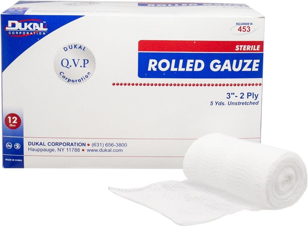 Dukal Rolled Gauze Bandages, NonSterile, 3" x 5 yds, Package of 12, Wound Dressing Material
