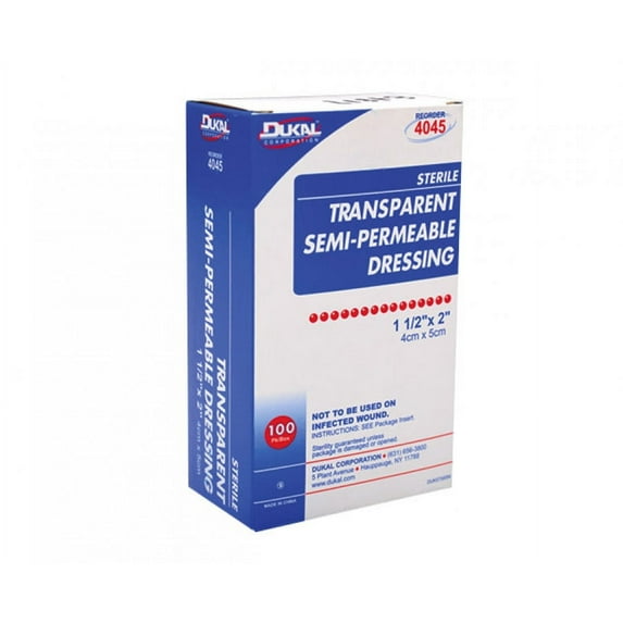 Dukal Transparent Semi-Permeable Dressing - 1.5" x 2", 100/Box