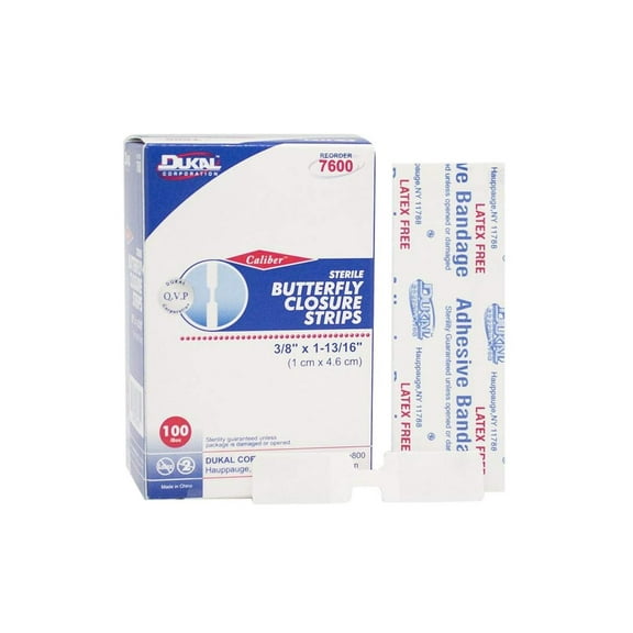 Dukal Wound Closure Strips Butterfly Sterile 2400pcs 3/8x1-13/16in White 7600