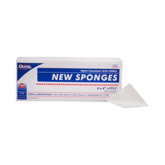 Dukal 4-Ply Non-woven Gauze Sponge NonSterile 4 x 4" 1 Bag(s), 200 per Bag